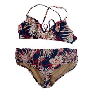 J. Crew Floral Bikini in Blue and Red